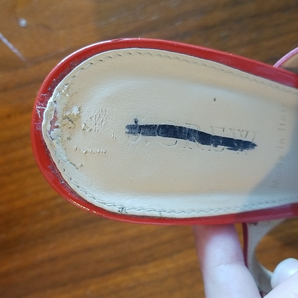 J crew orange red patent leather strappy heels - Picture 5 of 13